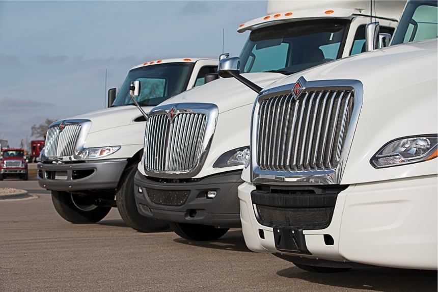 International trucks lined up